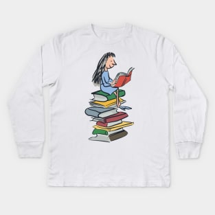 Bookworm girl gift Matilda Roald Dahl Kids Long Sleeve T-Shirt